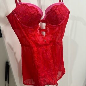 Victoria’s Secret Elegant Red Lace Lingerie Set